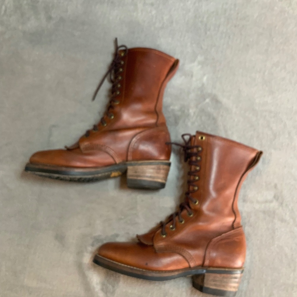 Georgia Boot Womens Packer Lace Up Leather Boots Tan Made in USA G3140 Size 6.5 - Picture 5 of 8
